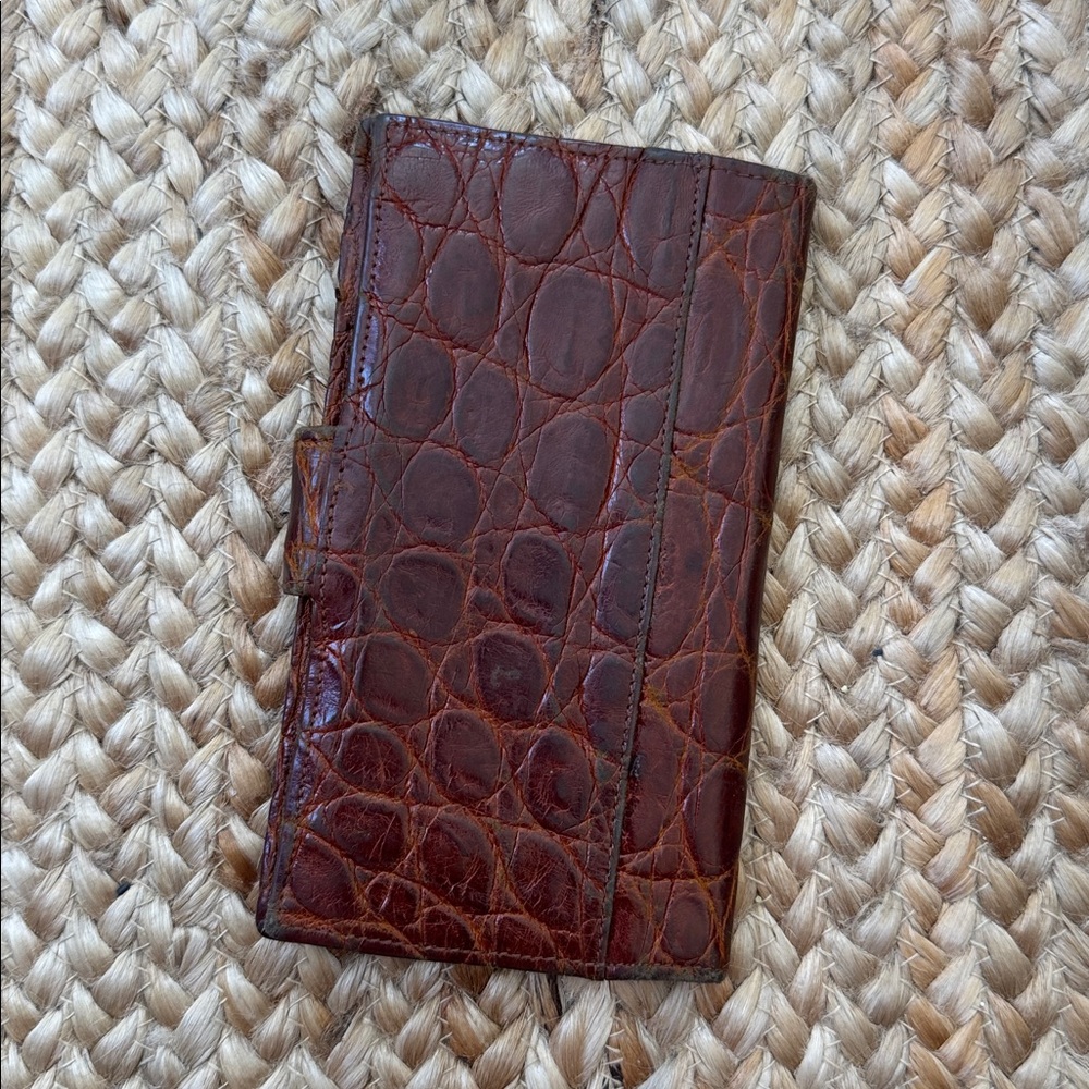 Luc Benoit Real Crocodile Brown Checkbook Billfold Wallet Vintage - Picture 4 of 10